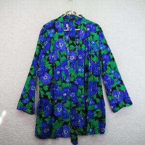 Lady Carol Blazer Size 12 Vintage Floral Kimono Style Jacket‎ Wide Matching Belt